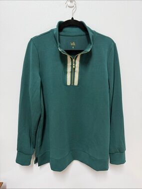 Belle by Kim Gravel Forest Green Half-Zip Pullover with Gold Trim
